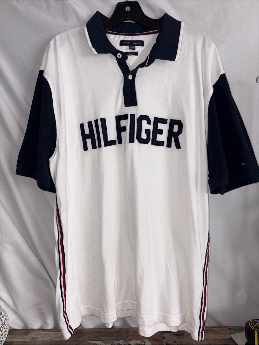 Tommy Hilfiger White & Navy Polo with Chest Logo